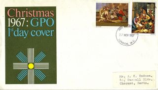 27 November 1967 Christmas Gpo First Day Cover London Wc Fdi photo