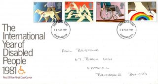 25 March 1981 Year Of Disabled People Post Office First Day Cover Birmingham Fdi photo