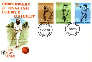 16 May 1973 County Cricket Wessex First Day Cover Canterbury Kent Ccc Fdi photo