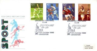 10 October 1980 Sport Centenaries Post Office First Day Cover Leicester Shs photo