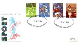 10 October 1980 Sport Centenaries Post Office First Day Cover Cardiff Arms Park photo
