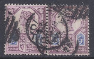 Gb Sg207a Qv 5d Dull Purple & Blue Pair Our Ref K255 Jubilee Issue Die Ii photo