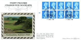 1 December 1998 £1 Nvi Booklet Pane Cyl Benham D321 First Day Cover Windsor photo