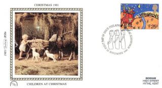 (52614) Fdc Benham Silk - 1981 Christmas - Three Kings Childrens Painting photo