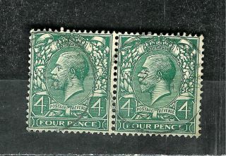 Great Britain 193 King George V Pair Wmk 35 4 Pence Green photo
