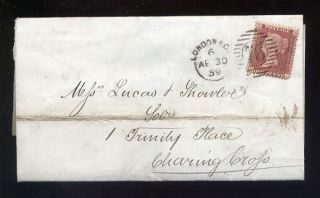 Penny Red Star 1859 Cover. .  Skinner Street Snow Hill Udc photo
