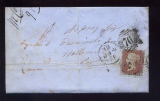 Penny Red Star Red Brown 1856 Cover. .  North West Railway photo