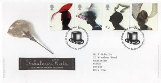 Gb 2001 Fashion Hats Royal Mail Fdc With Tallents House Pictorial Fdi Typed Add. photo