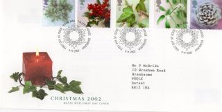 Gb 2002 Christmas Royal Mail Fdc With Tallents House Pictorial Fdi Typed Addr photo
