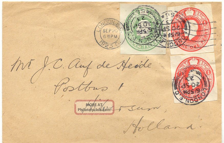 1929 George V 1/2 D. Green And 1 D. Red (2 X) Postal Stationery Cut ...