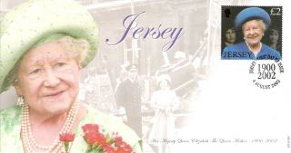 Jersey Hm The Queen Mother 1900 - 2002 Fdc Fdi Jersey 2002 Shs Canc photo