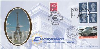 (73631) Gb Benham Fdc E Europe Machin / France 1st Euro Stamp January 1999 photo