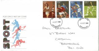 10 October 1980 Sport Centenaries Post Office First Day Cover Birmingham Fdi photo