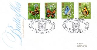 13 May 1981 Butterflies Post Office First Day Cover Leicester Museum Shs photo