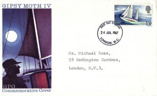 24 July 1967 Sir Francis Chichester Gpo First Day Cover London Wc Fdi photo