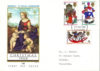 25 November 1968 Christmas Philart First Day Cover Middlesbrough Fdi photo