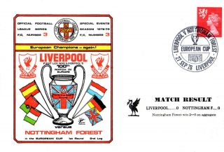 27 September 1978 Liverpool V Nottingham Forest Commemorative Cover photo