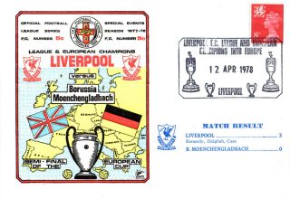 12 April 1978 Liverpool 3 Borussia Moenchengladbach Cup Commemorative Cover photo