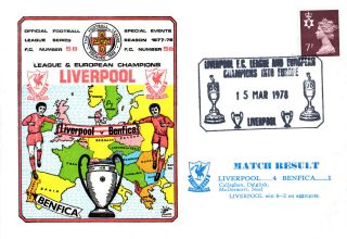 15 March 1978 Liverpool 6 Benfica 2 European Cup Commemorative Cover photo