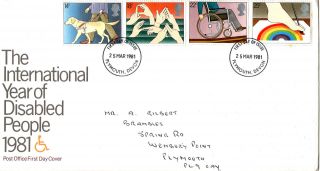 25 March 1981 Year Of Disabled People Post Office First Day Cover Plymouth Fdi photo