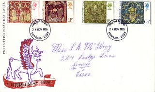 24 November 1976 Christmas Post Office First Day Cover Romford Essex Fdi photo