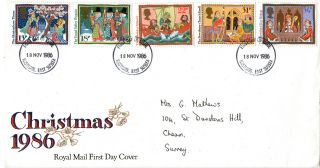 18 November 1986 Christmas Royal Mail First Day Cover Hastings Fdi photo