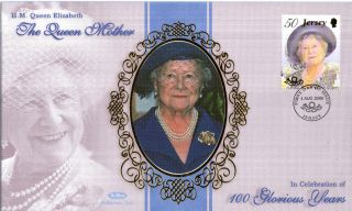 Jersey 4 August 2000 Queen Mother Benham Silk First Day Cover Shs (a) photo