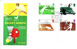 12 January 1977 Racket Sports Philart First Day Cover House Of Commons Sw1 Cds photo