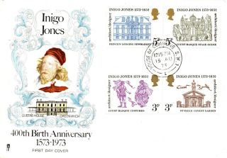 15 August 1973 Inigo Jones Philart First Day Cover House Of Commons Sw1 Cds photo