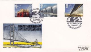 1983 Engineering Achievements Mercury Fdc Thames Barrier Woolwich Reach Se7 Shs photo