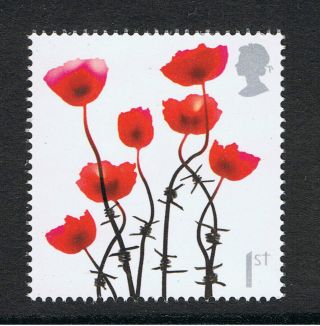 Battle Of Somme Poppy Illustrated On 2006 British Commemorative Stamp photo