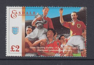 1995 Gb Easdale Island Um/m £2 Football Stamp Blackpool Fa Cup Victory 1952 - 53 photo
