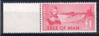 Isle Of Man = (1966) £1 Deep Pink Revenue Stamp.  Barefoot 84.  Marginal. photo