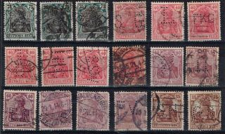 Germany Perfin Stamp Eighteen Diff.  Perfins 14 photo