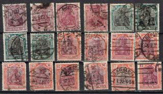 Germany Perfin Stamp Eighteen Diff.  Perfins 15 Germania photo