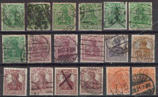 Germany Perfin Stamp Eighteen Diff.  Perfins 1 photo