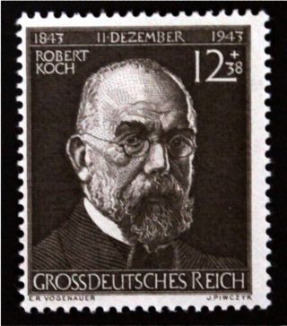 ✠ ✔ Dr Koch - Bacteriologist 1944 Mh ✠stamp/3rd Reich/ww2/german/nazi (2407) photo