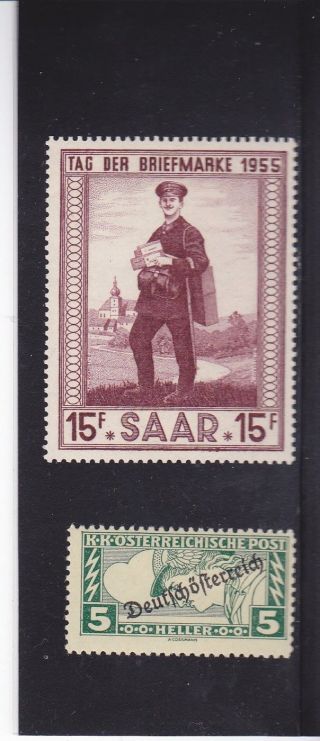 Austria - Slovenia 1918 - 19 Kk Osterreiche & Saar 1955 Briefmarke 15f,  2 Overprints photo