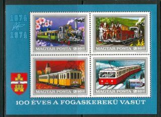 Hungary - 1974.  Souv.  Sheet - Budapest ' S Cogwheel Railroad/train Mi Bl.  107 photo