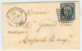 France Cover - 1850 25 Centime Blue - Le Neubourg To Amfreville - Xf photo