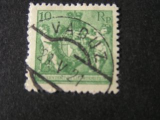 Liechtenstein,  Scott 59,  10rp Value Yellow Green 1921 Coat Of Arms Issue photo