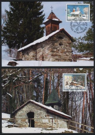 Liechtenstein 1400 - 2 On Maxi Cards - Christmas,  Architecture photo