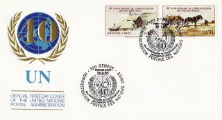 United Nations 1985 40th Anniversary Of The Un First Day Cover Geneva Shs photo