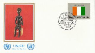United Nations 1988 Flag Series Ivory Coast Unicef First Day Cover York Shs photo