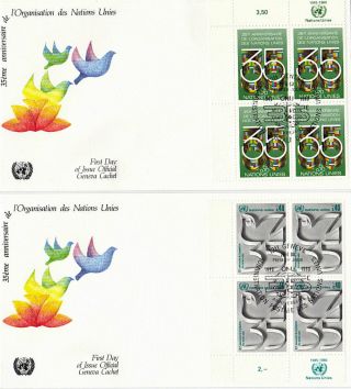 United Nations 1980 35th Anniversary Blk 4 On First Day Cover Geneva Shs photo