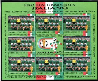 Sierra Leone 1990 Italy World Cup Sheetlet Ireland Team photo