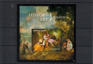 Liberia 2013 History Of Art Rococo 1v S/s Jean - Antoine Watteau Gamme D ' Amour photo