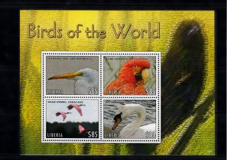 Liberia 2013 Birds Of World Ii 4v M/s Egret Macaw Spoonbill Mute Swan photo