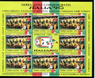 Sierra Leone 1990 Italy World Cup Sheetlet Columbia Team photo