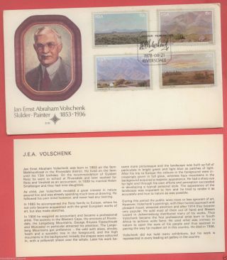 South Africa J.  E.  A Volschenk 1978,  First Day Cover Fdc With Card,  Official,  Vf+ photo